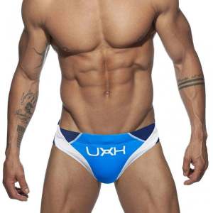 Low-Waist Mens Bikini Briefs: Fashionable Patchwork Close-Fitting Thermal Beachwear Swimwear by UXH Brand Nylon Spandex