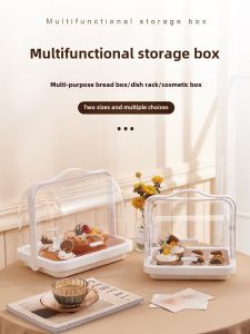 Nordic Style Portable Handheld Transparent Covered Dustproof Bread Toast Storage Box Slice Bread Storage Container Kitchen Organizer