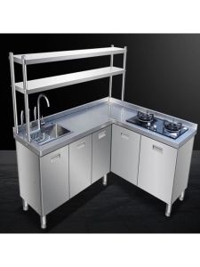 Commercial Kitchen Workbench Stainless Steel 304 Countertop Sink Storage Cabinet Integrated Design for Home And Business Use