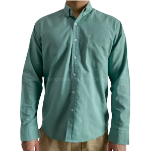เสื้อเชิ้ตชาย แขนยาว คอปก/คอจีน เสื้อเชิ้ตผ้า OXFORD สีเขียวนม ไซส์ M-6XL เสื้อเชิ้ตคนอ้วน ใส่สบาย เสื้อทำงาน เสื้อใส่เที่ยว shirts for men