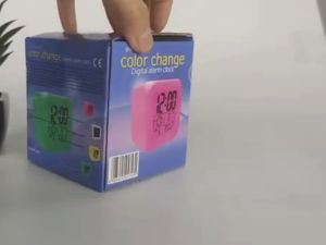Moodicare Square Cube RGB Glowing LED Color Change Digital Alarm Clock Jam Loceng LED Digital
