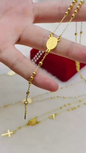 stainless steel rosary necklace bracelet gold plated
