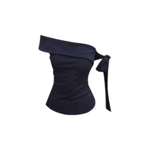 YUEZHONGWEI | French Style Irregular One Shoulder Butterfly Knot Short Sleeve T-Shirt Womens Slim Fit Shoulder Bared Short Top Summer