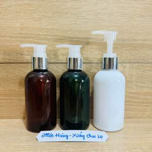 Chai lọ nhựa Pet 150ML Màu Nâu/Xanh/Trắng Sứ(Sữa)-Dáng Bầu Lùn.Siêu đẹp có vòi nhấn đủ kiểuđủ loại.Đựng dầu gộisữa tắm