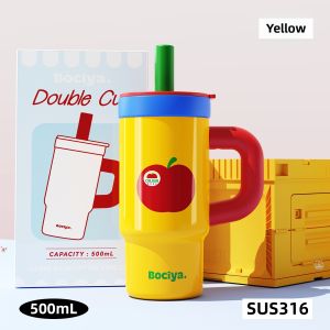 DONGJINGBEIWEI | Insulated High-appeal Water Bottle with Straw  Large Capacity
