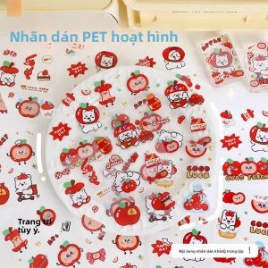 Decal Apple Dễ Thương Hoạt Hình PET Trang Trí Học Sinh Vỏ Điện Thoại Di Động Tấm Lót Cốc Nước Vật Liệu Trang Trí Cao Cấp