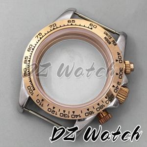 39mm Case Fit VK63 VK63A Movement Stainless Steel Chronograph Coated Rose Gold Watch Case With Strap Ceramic Bezel Waterproof