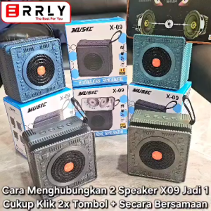 ERRLY Speaker Bluetooth X09 Wireless Portable TWS 2in1 Audio Hi-Fi Speaker Nirkabel Portabel Bass Mantap
