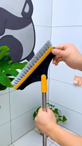 HOMYNEST Sikat Toilet Lantai Multifungsi 2in1 Gagang Panjang Dan Wiper Anti Karat Berkualitas Premium Serbaguna