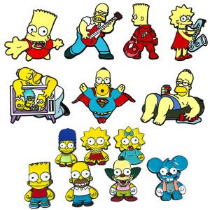 Bandai | 4-8pcs Funny Animated Family Themed Hard Enamel Lapel Pins Collectible Metal Badges Jewelry Gift for Backpack Clothing Decor