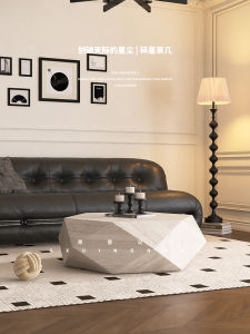 Modern Villa Designer Diamond Rock Panel Coffee Table Vintage Style Artistic Shape Irregular Size 1.1x0.95x0.35m without Storage