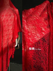 Ultra Soft Lace Fabric in Bright Red Color with Hollow out Perspective Three Dimensional Design Irregular Texture for DIY And Clothing