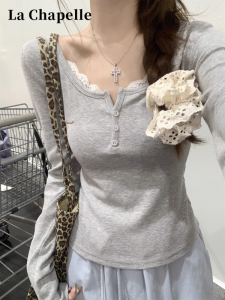 La Chapelle | Sweet Style Lace Trim Long Sleeve T-shirt Autumn/Winter Season