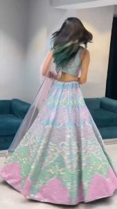 [PRE-ORDER] Semestitched Malai Satin Silk Lengha (10-15 days delivery)