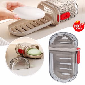 TOP Furniture Shop Travel Soap Box Portable Sealed Waterproof Transparent Soap Storage Box with Lid Travel Soap Case