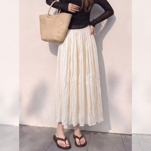 PAIBOLI | Bộ Hai Mảnh Phong Cách Pháp Áo Camisole Gỗ Lace và Chân Váy Xếp Ly Ôm Body