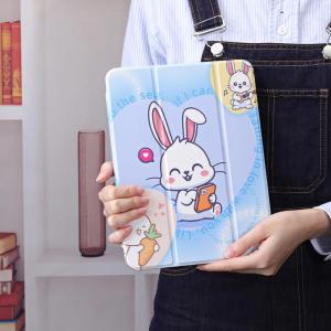 Cute Rabbit Leather 360° Rotating Tri-fold iPad Case With Smart Sleep Feature/Pencil Holder For iPad Pro 11/Air4/iPad Air5/Air3/iPad 10.2/iPad Mini6/iPad 10 iPad Shell For Cartoon Lover