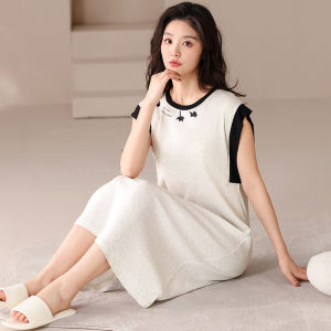 MiiOW | ชุดนอนผู้หญิง MiiOW ฤดูร้อน 2025 แขนกุด หลวม ระบายอากาศได้ดี ผ้าไหมน้ำแข็ง ความยาวปานกลาง เสื้อผ้าใส่ในบ้าน ใส่ไปข้างนอกได้