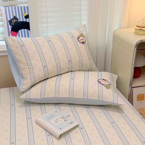 MINGSHA | Cute Cartoon Coarse Cotton Embroidery Pillowcase Pair