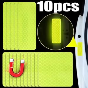 10PCS Magnetic Car Bumper Reflective Stickers Luminous Warning Strip Tape Secure Reflector Stickers Decals Exterior Motorcycle Sticker