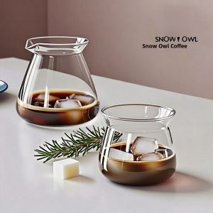 Snow Eagle Hand-Poured Coffee Pot Scented Glass Cup Tasting Sharing Heat-Resistant Coffee Brewing Utensils Japanese Style