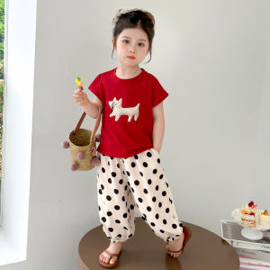 Girls Summer Casual Cartoon Short Sleeve Mosquito Proof Two Piece Set Breathable Lightweight Comfortable Childrens Outfit