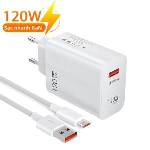 Bộ Sạc USB Sạc Nhanh 120W Với Cáp QC3.0 Type C Cho iPhone Huawei Samsung Xiaomi - Bộ Chuyển Đổi Sạc Nhanh Điện Thoại Di Động