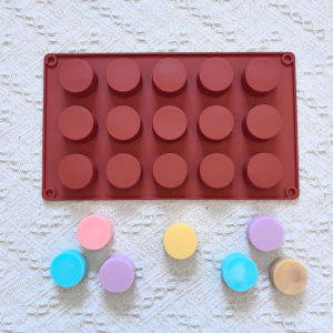 แม่พิมพ์ซิลิโคนทรงกระบอกขนาดเล็ก 15 ช่อง 1 ชิ้น เหมาะสำหรับทำช็อกโกแลต ลูกอม ด้วยตัวเอง