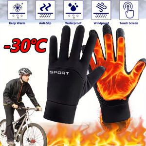 Windproof and Waterproof Outdoor Gloves Touch Screen Thumb and Index Finger Fingertips Warm Gloves for Running Cycling