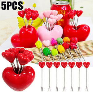 5 cái sáng tạo INS Yêu Thương Trái Tim nĩa ăn trái cây thiết lập hoạt hình cho gia đình Thép không gỉ Nĩa tráng miệng với cơ sở nhà Bếp bàn ăn trang trí