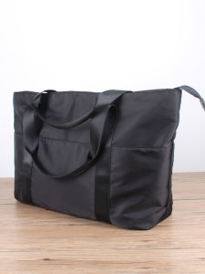 Casual Large Capacity Shoulder Bag Mens Tote Bag Street Trend Nylon Fabric Zipper Closure Soft Shopping Bag Shape Youth Backpack