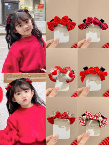 Red Butterfly Knot Hair Clip Princess Style Side Bangs Female Children New Year Hair Accessories Hair Decorations for Girls