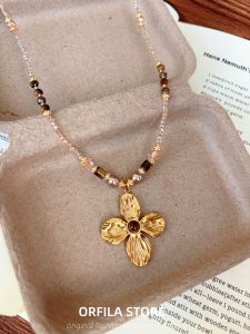 Long Tiger Eye Pearl Beauty Reed Flower Beads Necklace Sweater Chain Design Sensation 2025 New Style Fashion Jewelry