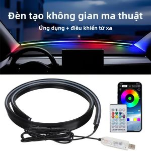 Dải Đèn Trang Trí Ô Tô Bằng Acrylic Đầy Màu Sắc Cách Âm Kính Chắn Gió Phía Trước Đèn Khí Quyển Không Cần Nối Dây Điều Khiển Ứng Dụng