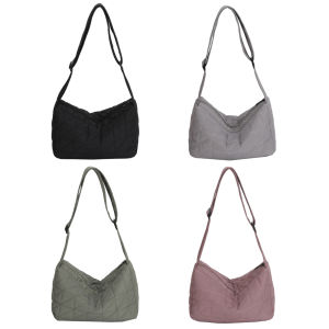 Mireille Fashion Messenger Bags Cotton Padded Large Capacity Shoulder Crossbody Bag Quilted Rhombus Wide Belt for Autumn And Winter for Travel Shopping