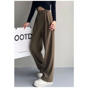 Quần Ống Đứng Cạp Cao Phong Cách Công Sở Thường Ngày Cho Nữ Quần Dài Thường Ngày Bằng Vải Polyester Quần Dài