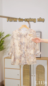 Áo kiểu thiết kế thoáng mát phối hoa với chất liệu vải Voan lụa mỏng nhẹ mềm mại AN4L1136 Thời trang Thiều Hoa