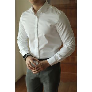 Fancy White Shirt Mens Seamless Ironing Free Long Sleeves Thin Stretch Business Professional Formal Wear Shirt Bottoming Shirt Tide