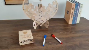 Heart Shaped Wedding Guest Book Set with 80 Heart / Wooden Sign-in Book / Drop Box with Hearts