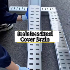 Heavy Duty U-Shape Drain Resin Drainage ChannelOutdoor Gutter Rain Grate Stainless Steel Cover