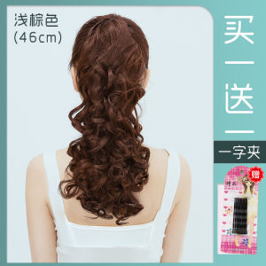 Long Hair Wig Womens Bun Tail Fake Braids Fluffy Cornrows Big Wave Wig Tie Type Long Curls Natural Looking Heat Silk Hair Extensions