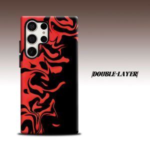 Red Black Abstract Swirl For Samsung Galaxy S26 S25 S24 A56 A36 Dual Layer Luxury Fashion Full Lens Protective Case