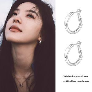Lnieer | 999 Sterling Silver Round Earrings