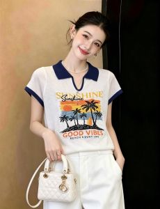 AIYITI | Elegant Youthful Color Block Short Sleeve T-Shirts Summer New Plus Size
