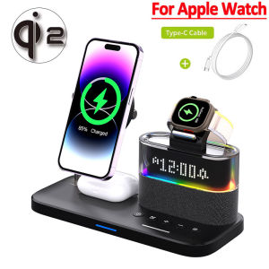 5 In 1 Qi2 Wireless Charger Stand RGB Night Light Fast Charging Station For iPhone15 14 13 12 Apple Watch Airpods Pro
