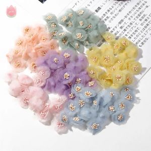 2.5cm Chiffon Yarn Artificial Flowers Rose Heads Fake Flowers for Home Decor Party Wedding Decoration DIY Wreath Accessories