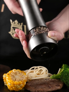 Home Manual Stainless Steel Salt Pepper Mills Grinder Thumb Push Grinder Muller for SeasoningAdjustable particle size