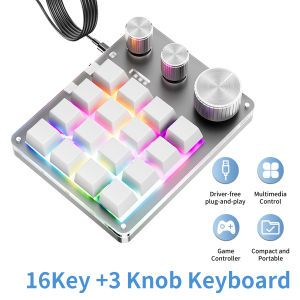16 Keys 3 Knobs Mechanical Gaming Keyboard USB Wired Bluetooth-Support/ 2.4G Programming Macro Keyboard Custom Hot-swap Keypad