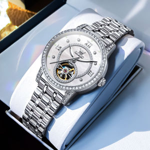 OLEVS 7036 Fashion Women Mechanical Watch Gift Stainless Steel Watchband Round-dial Wristwatch Luminous