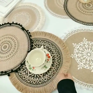 Nordic Table Mat Retro Woven Platemat Tassel Heat Insulation Non-slip Coasters Furniture Decoration Mat Coffee Cup Mats